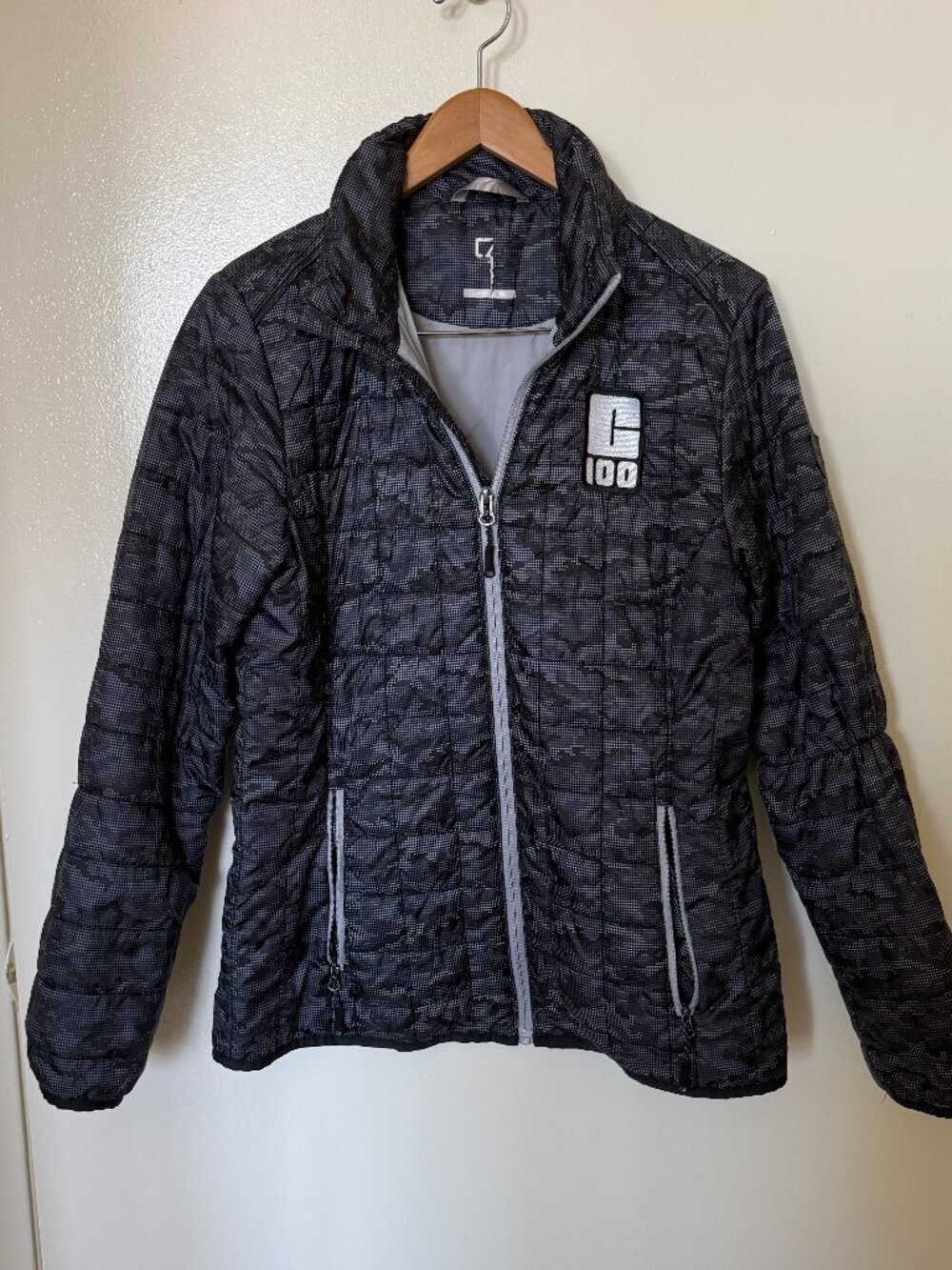 Cutter & Buck Black Rainier Eco Insulated Camo Full Zip Puffer Jacket M